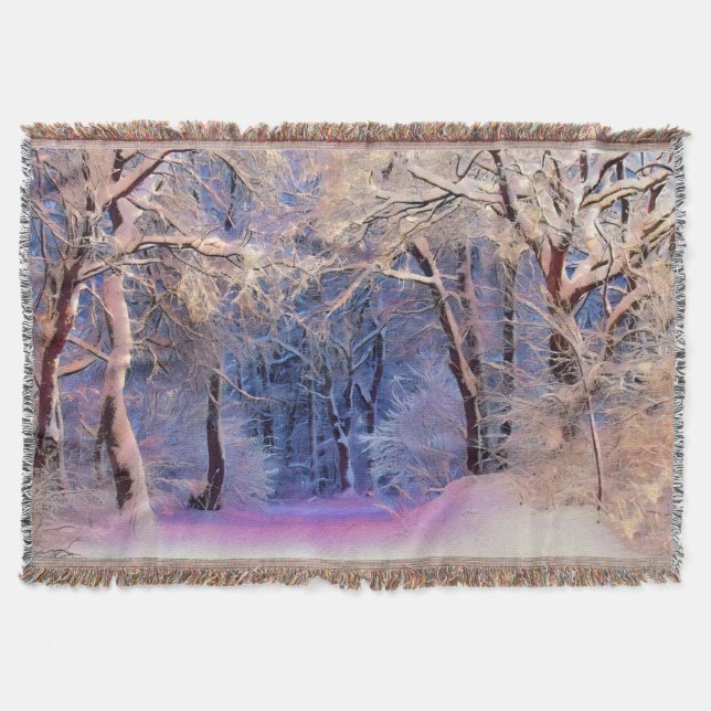 Couverture Paysage hivernal avec l'aquarelle des arbres neigé (Devant)