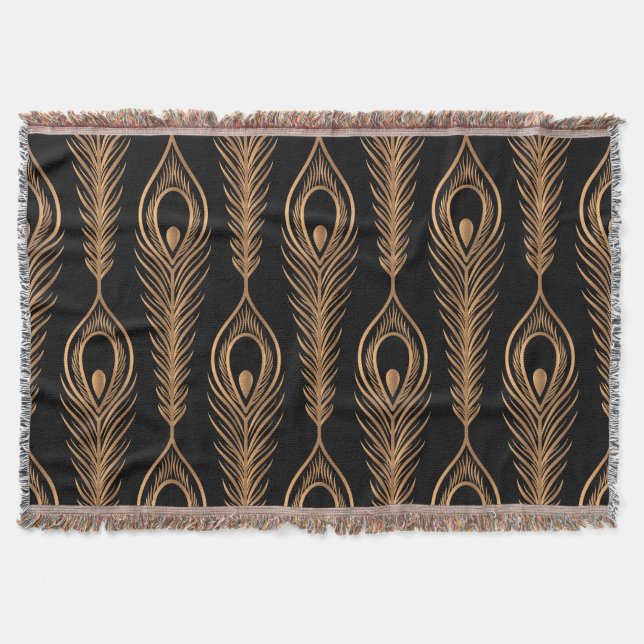 Couverture Peacock Feathers, Luxury Oriental Motif. (Devant)
