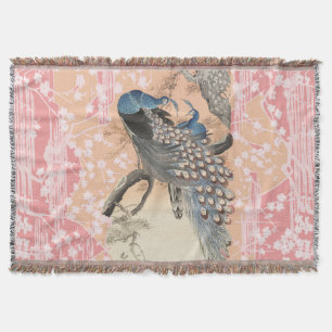 Couverture PEACOCKS, ROSE BLANC FLEURS SAKURA Japonais Floral