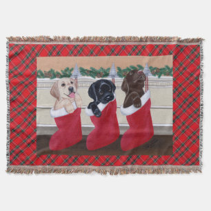 Couverture Peinture de Noël de chiots de labrador retriever