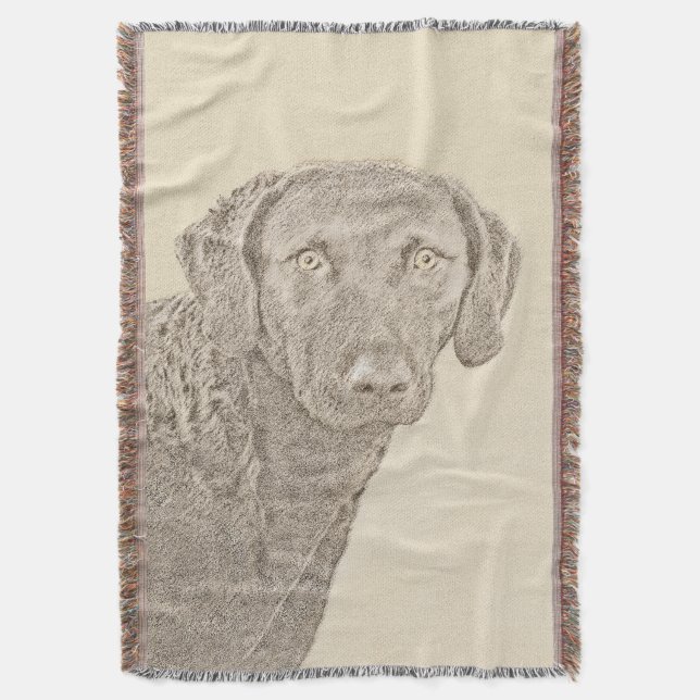 Couverture Peinture originale de chien par Retriever de Chesa (devant Vertical)