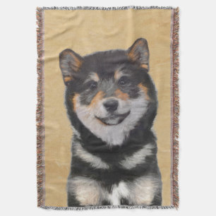 Couverture Peinture Shiba Inu (Noir et Tan) - Art Chien
