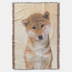 Couverture Peinture Shiba Inu (Rouge) - Art Chien original