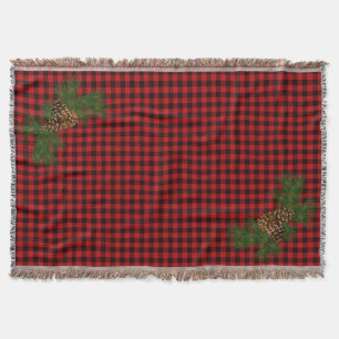 Couverture Pépecone rustique classique rouge noir plaid