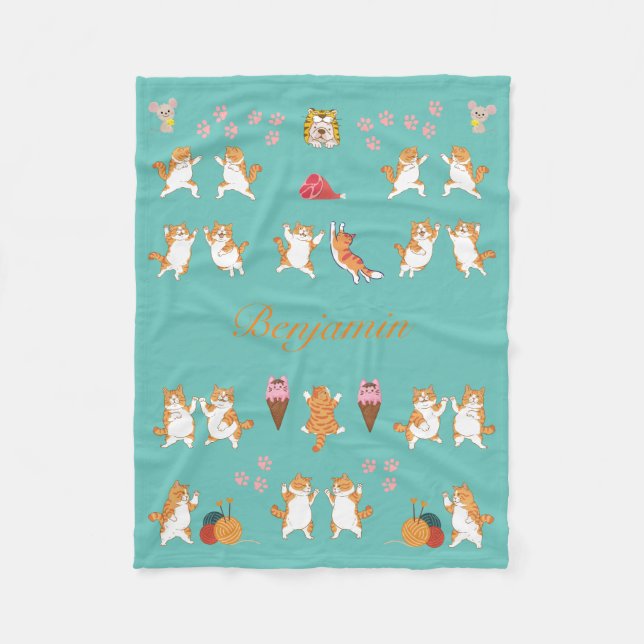 Couverture personnalisée à thème de chat pour Amou (Devant)