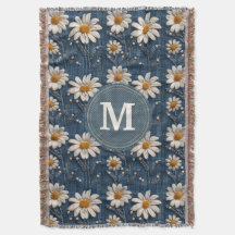 Couverture personnalisée en denim avec broderie de