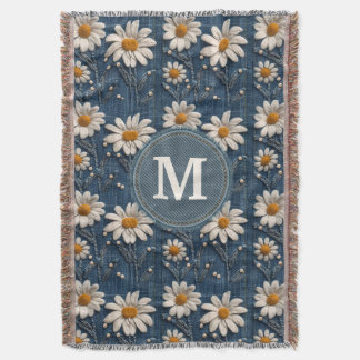 Couverture personnalisée en denim avec broderie de