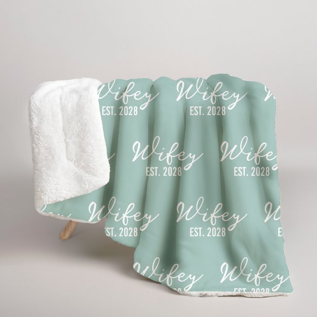 Couverture personnalisée en Sherpa Sage pour cadea (custom newlywed sherpa for bride and groom, mr & mrs blanket gift for her, wifey & hubby cozy gift,)