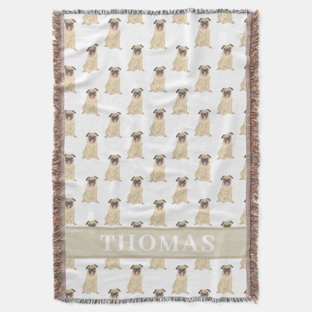 Couverture personnalisée pour bébé pug (devant Vertical)