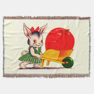 Couverture petit lapin poussant chariot avec grande grande po