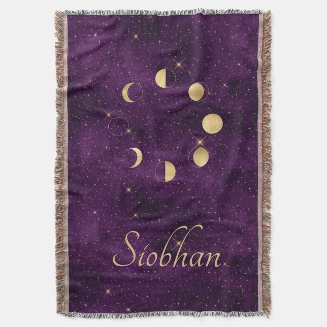 Couverture Phases de la lune d'or Étoiles violettes Personnal (devant Vertical)