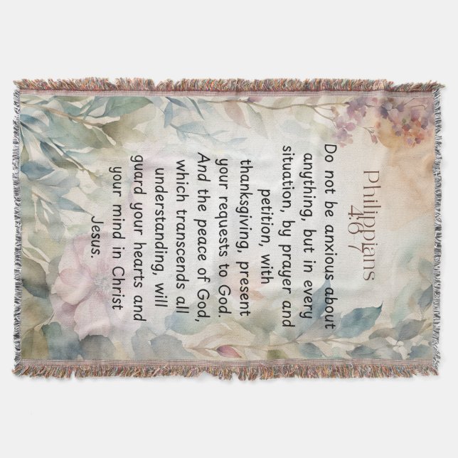 Couverture Philippiens 4:6-7 Bible chrétienne Verse Aquarelle (Devant)