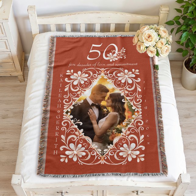 Couverture Photo de couples romantiques Rouge Rouille 50e Ann (Créateur téléchargé)