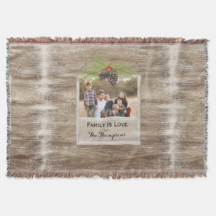 Couverture Photo de famille rustique de Noël de branche en