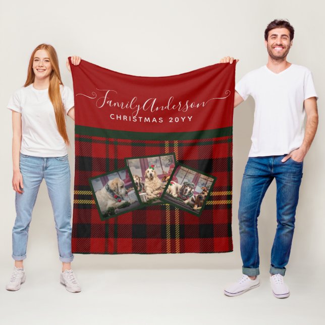 Couverture photo de Noël - Collage Tartan Rouge (En situation)