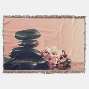 Couverture Pierres Zen Noir Fleurs