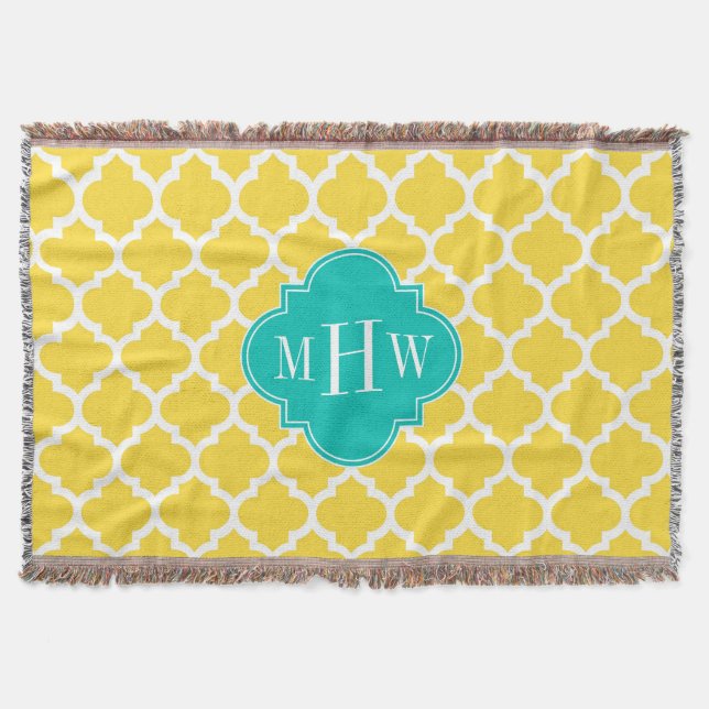 Couverture Pineapple Wht Moroccan #5 Teal 3 Monogram initial (Devant)