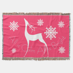 Couverture Pink All est calme Tout est lumineux Deer Throw
