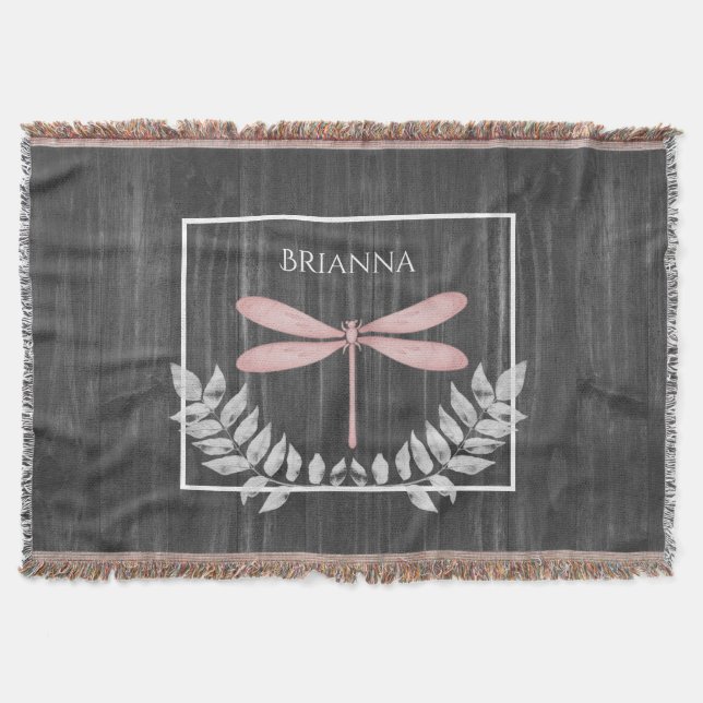 Couverture Pink Dragonfly Rustic Personnalisé Blanket (Devant)