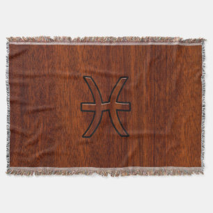 Couverture Pisces Zodiac Connexion en bois acajou