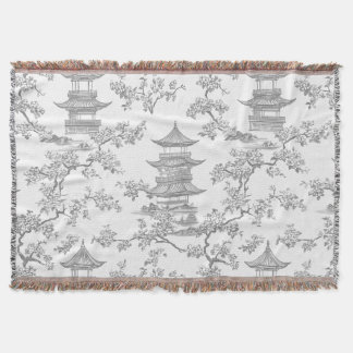Couverture PixDezine Chinoiserie grise Pagodes Fleurs de ceri