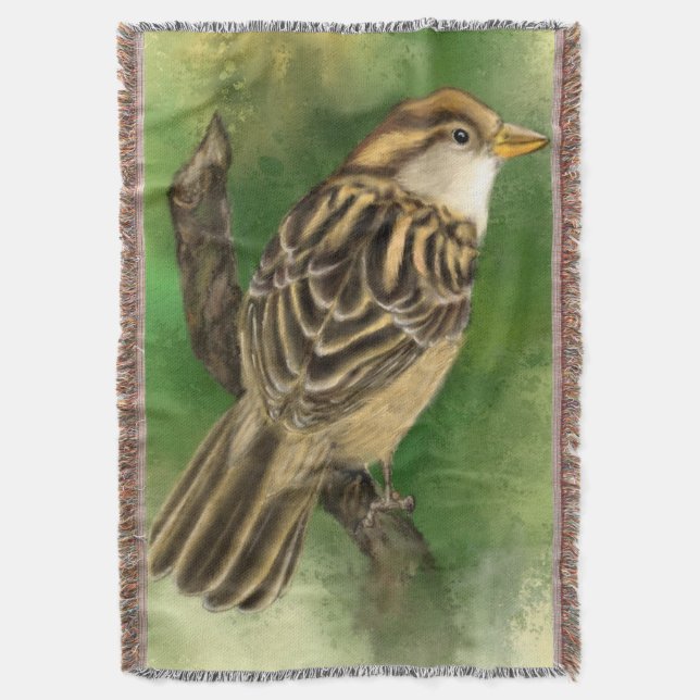 Couverture Plaid avec Moineau (devant Vertical)