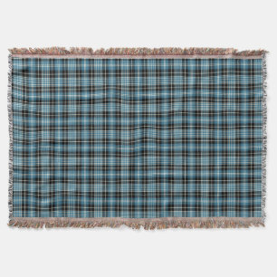Couverture Plaid bleu et noir et blanc d'écossais de clan de