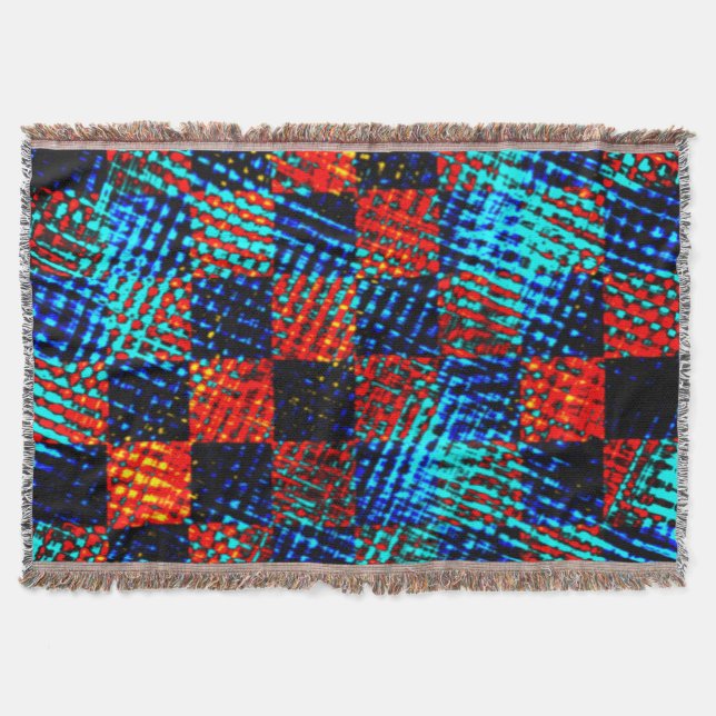 Couverture Plaid bleu et rouge, taché de faux sale (Devant)