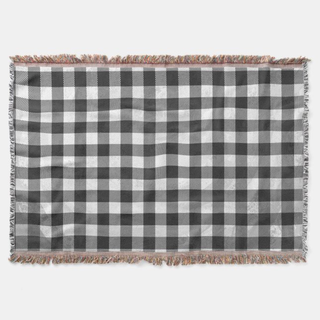 Couverture Plaid Checkered noir et blanc (Devant)
