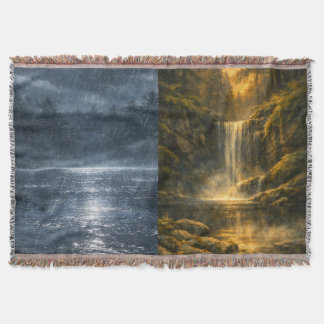 Couverture Plaid de jet forestier et cascade à deux scènes