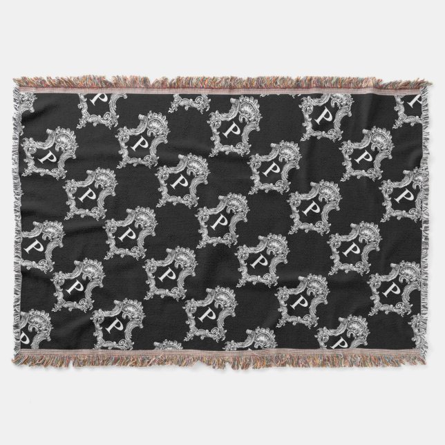Couverture Plaid de jet initial P Monogramme (Devant)