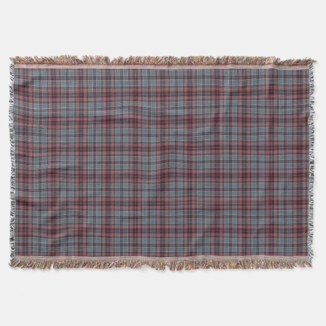 Couverture Plaid de tartan rouge de gris bleu (Devant)