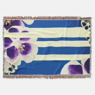 Couverture Plaids, Fleurs et Bleu Jeté