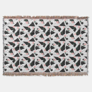 Couverture Points Abstraits modernes et fleurs roses