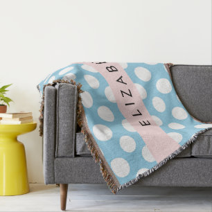 Couverture Pois Bleus, Motif Polka Dot, Votre Nom