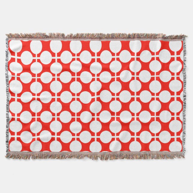 Couverture pois rouge et blanc point et chèque motif est fa (Devant)