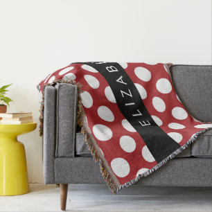Couverture Pois Rouges, Motif Polka Dot, Votre Nom