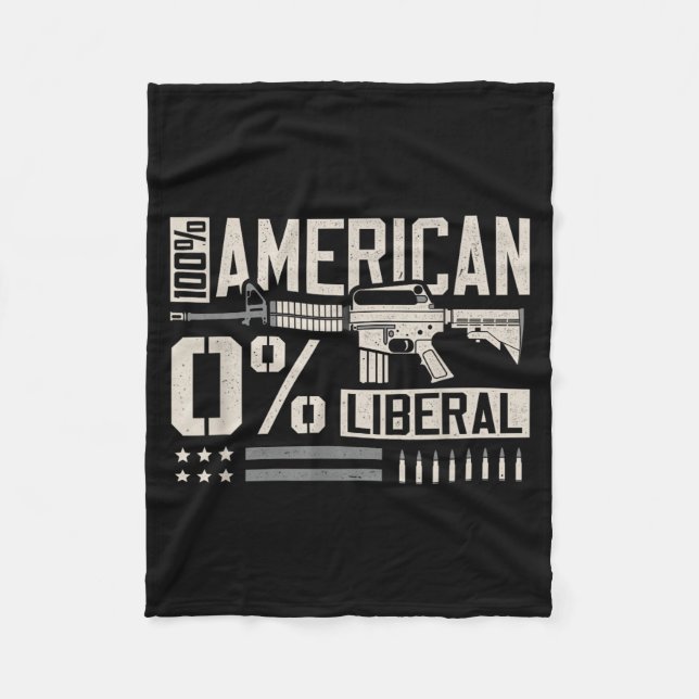 Couverture Polaire 100% American 0% Liberal Funny Pro Gun Owner Lover (Devant)
