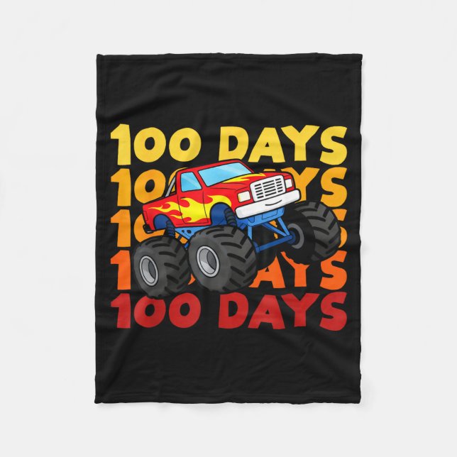Couverture Polaire 100 Days Of School Kids Monster Truck Boys And Gir (Devant)