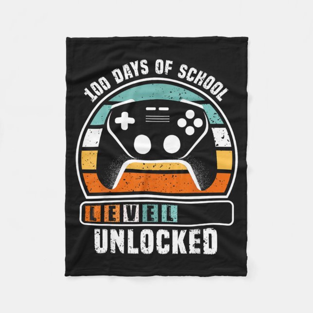 Couverture Polaire 100 Days Of School Level Unlocked Funny Gamers Boy (Devant)