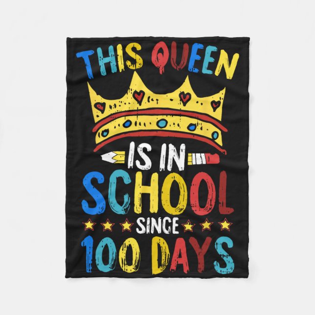 Couverture Polaire 100 Days Of School Queen Crown Teacher Cool Studen (Devant)