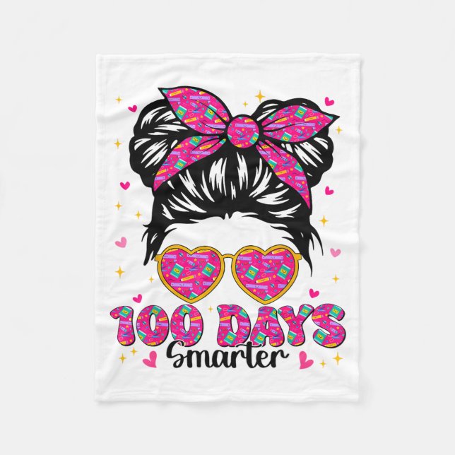 Couverture Polaire 100 Days Smarter Messy Bun 100th Day Of School Tea (Devant)