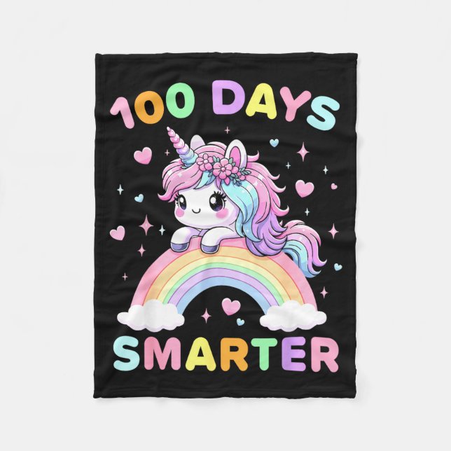 Couverture Polaire 100 Days Smarter Unicorrn 100th Day Of School Kids (Devant)
