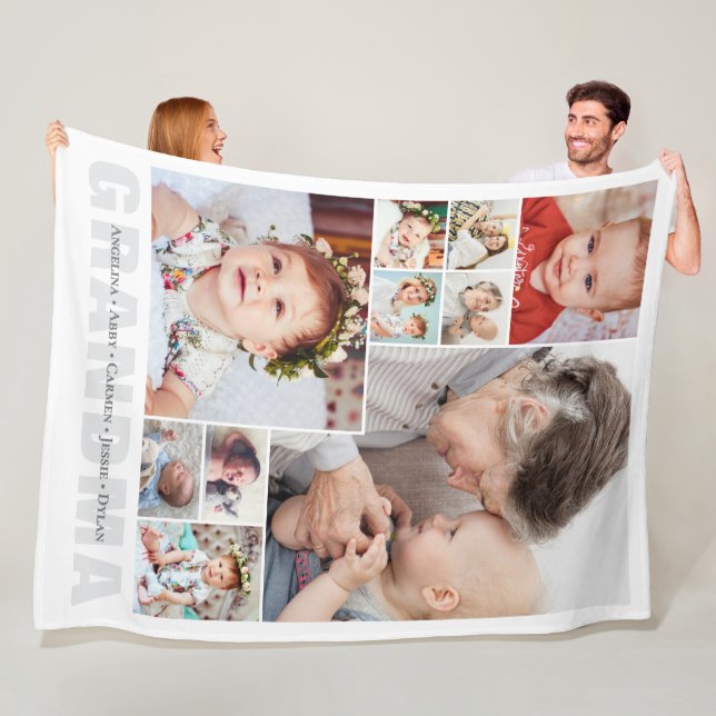 Couverture Polaire 10-Photo Collage Grandma Gift (En situation)