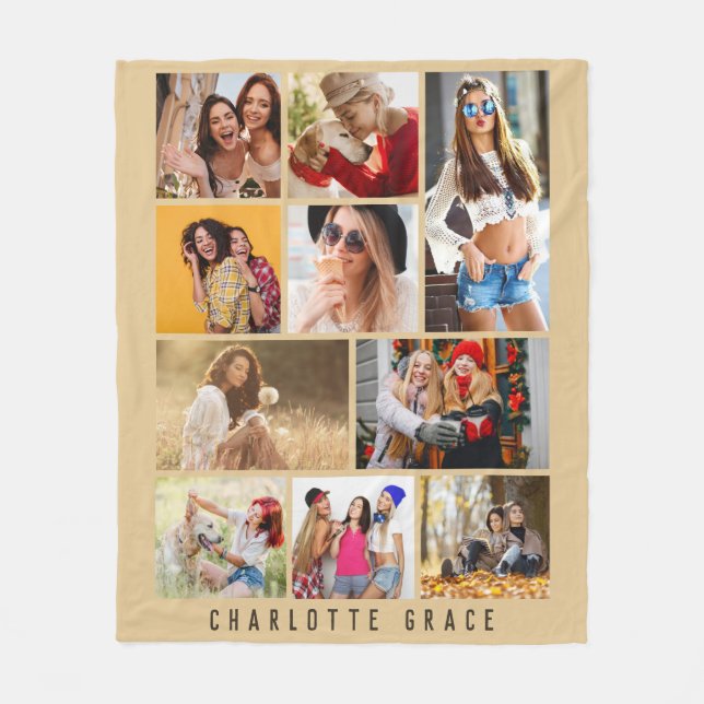 Couverture Polaire 10 Photo Simple Moderne Minimal Brown Nom élégant (Devant)