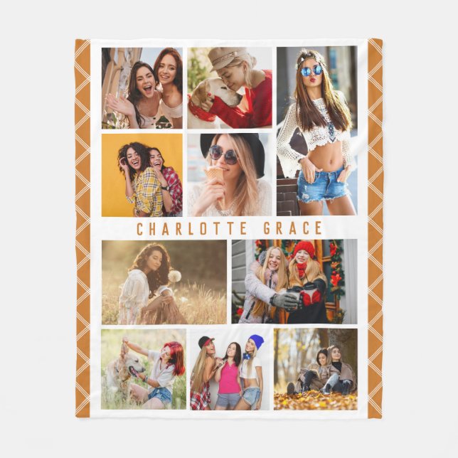 Couverture Polaire 10 Photo Simple Moderne Minimal Plaqué Nom Chic (Devant)