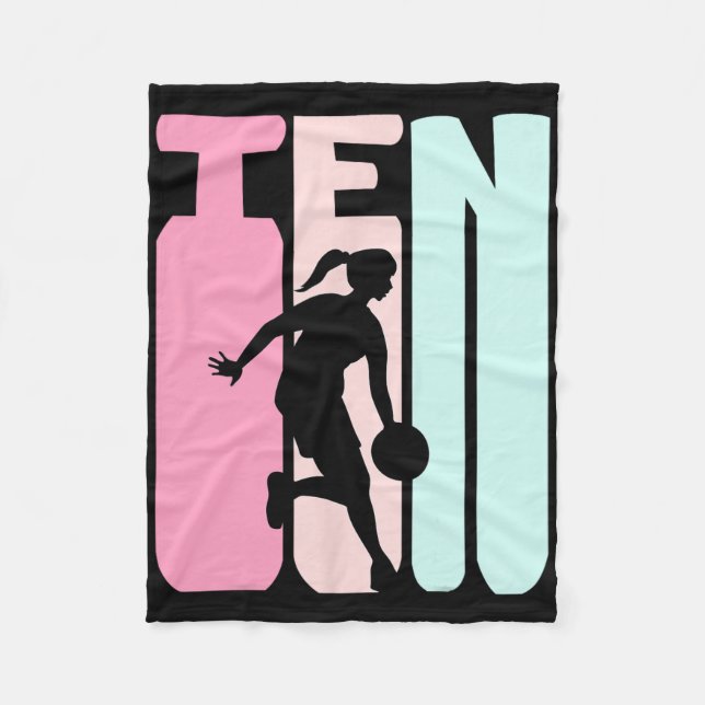 Couverture Polaire 10e anniversaire Retro Bysketbyll Joueur 10 ans (Devant)