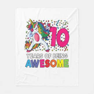 Couverture Polaire 10th Birthday Dabbing Unicorn Party Gift 10 Years 