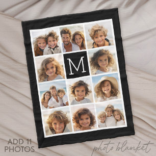 Couverture Polaire 11 Collage Photo Instagram Monogramme Noir Personn