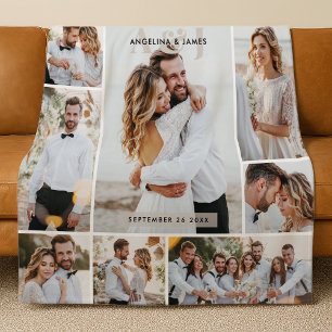 Couverture Polaire 11-Photomontage Initiales et Noms de Couple Mariag
